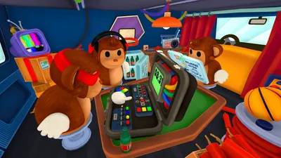 Three BOMBANANA! monkeys working around a bomb
